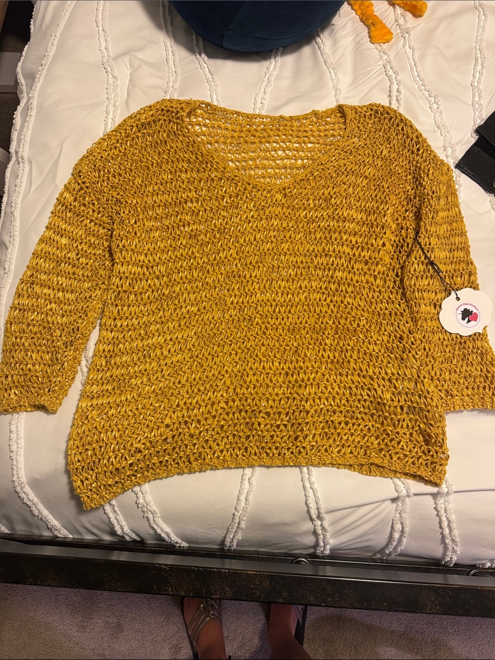 Open-Knit Mustard Yellow Women’s Sweater